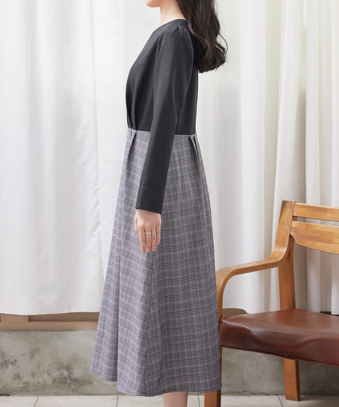 チェックドッキングワンピース