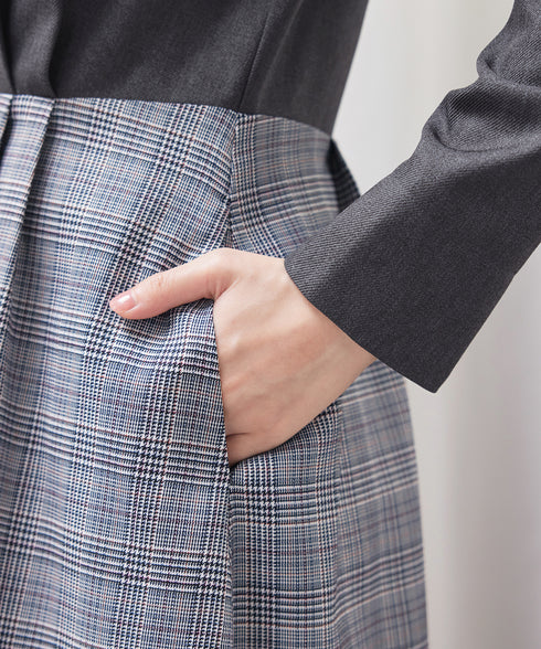 チェックドッキングワンピース