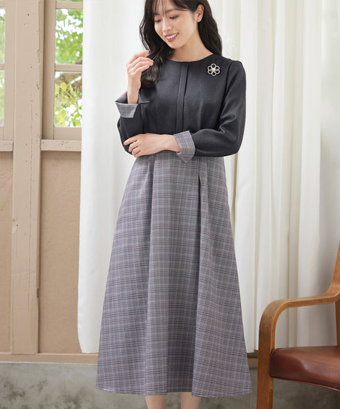 チェックドッキングワンピース