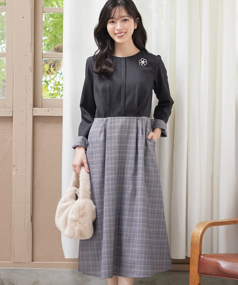 チェックドッキングワンピース