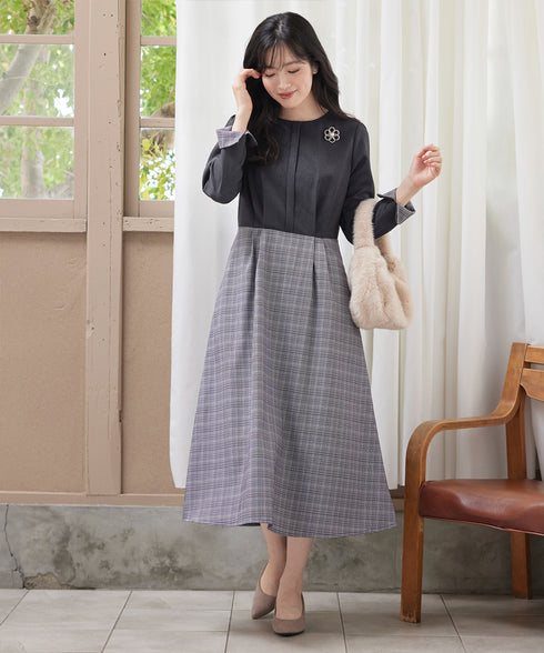 チェックドッキングワンピース