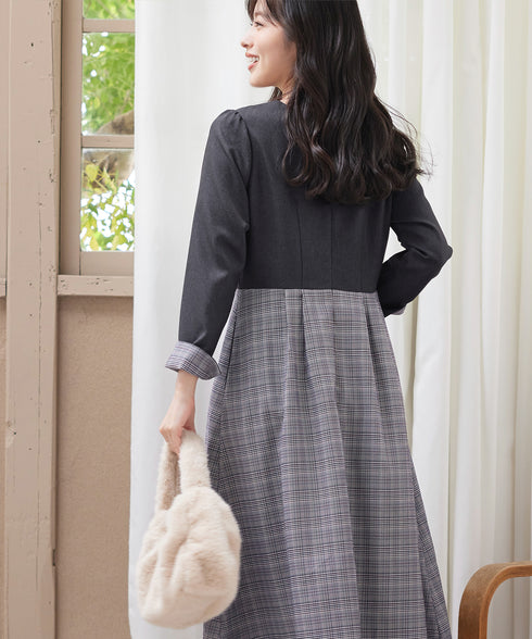 チェックドッキングワンピース