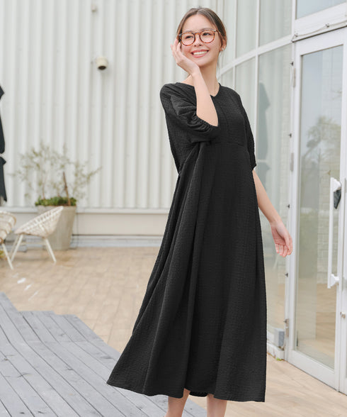 ワッフルVネックワンピース