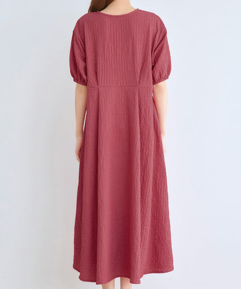 ワッフルVネックワンピース