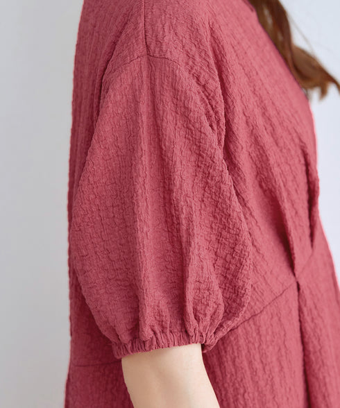 ワッフルVネックワンピース