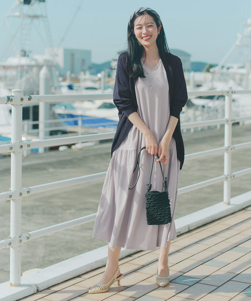 【洗える・接触冷感・汗ジミ防止】“サマさまカットソー”サイドティアードワンピース