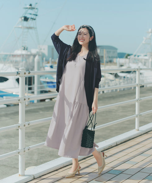 【洗える・接触冷感・汗ジミ防止】“サマさまカットソー”サイドティアードワンピース