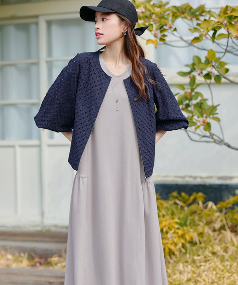 【小倉優子さん着用・洗える・接触冷感・汗ジミ防止】“サマさまカットソー”サイドティアードワンピース