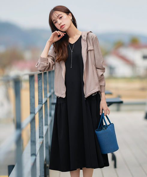 【小倉優子さん着用・洗える・接触冷感・汗ジミ防止】“サマさまカットソー”サイドティアードワンピース