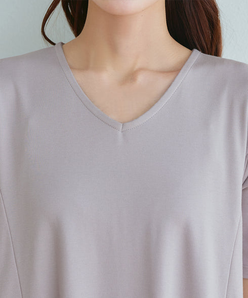 【小倉優子さん着用・洗える・接触冷感・汗ジミ防止】“サマさまカットソー”サイドティアードワンピース