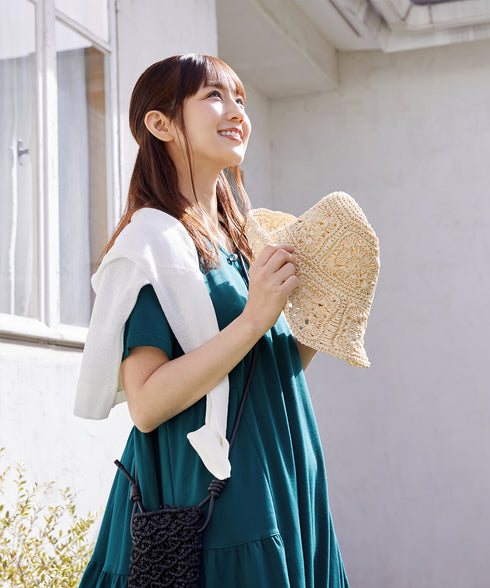 【小倉優子さん着用・洗える・接触冷感・汗ジミ防止】“サマさまカットソー”サイドティアードワンピース