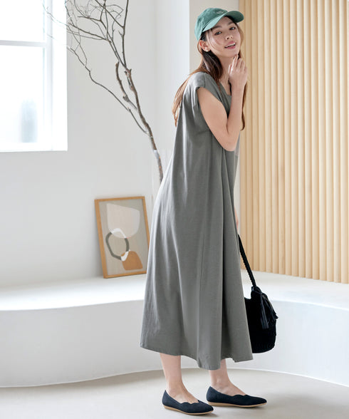 フレンチスリーブカットソーワンピース