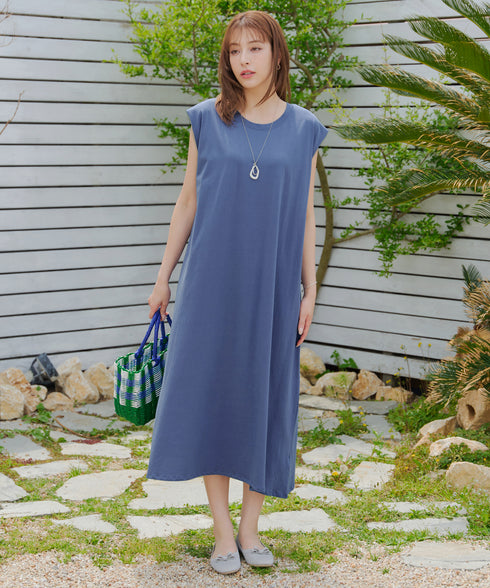 フレンチスリーブカットソーワンピース