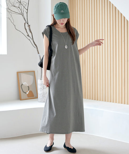 フレンチスリーブカットソーワンピース