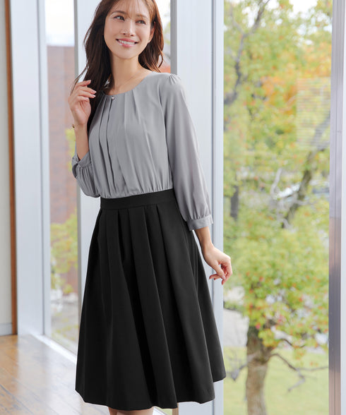 【アウトレット / ダブルクロス】シフォンドッキングワンピース