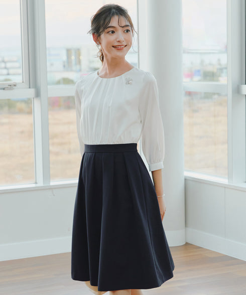 【アウトレット / ダブルクロス】シフォンドッキングワンピース