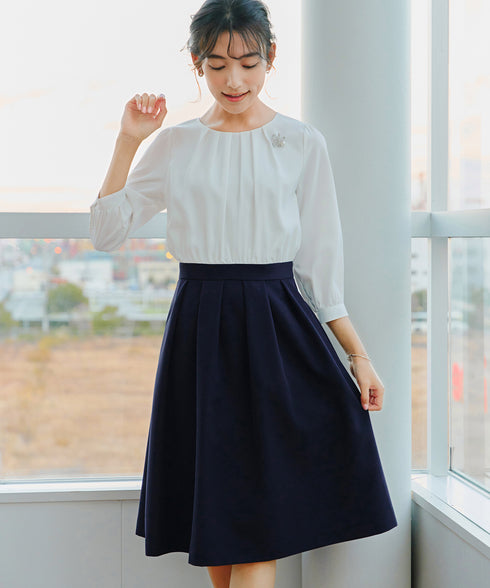 【アウトレット / ダブルクロス】シフォンドッキングワンピース