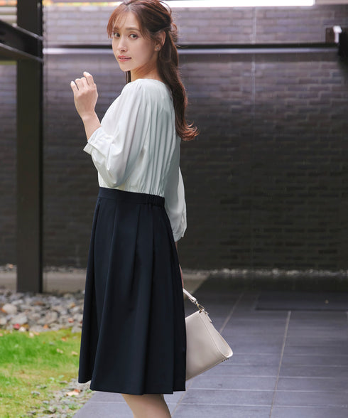 【アウトレット / ダブルクロス】シフォンドッキングワンピース