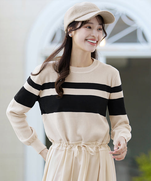 マルチボーダーニットコンビワンピース