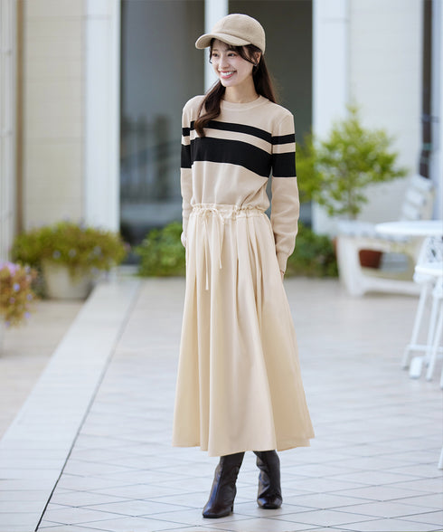 マルチボーダーニットコンビワンピース