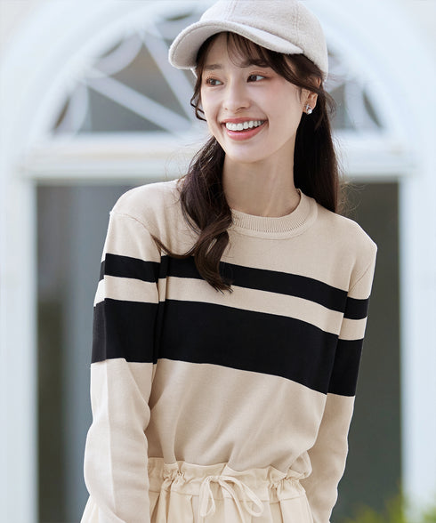 マルチボーダーニットコンビワンピース