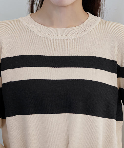 マルチボーダーニットコンビワンピース