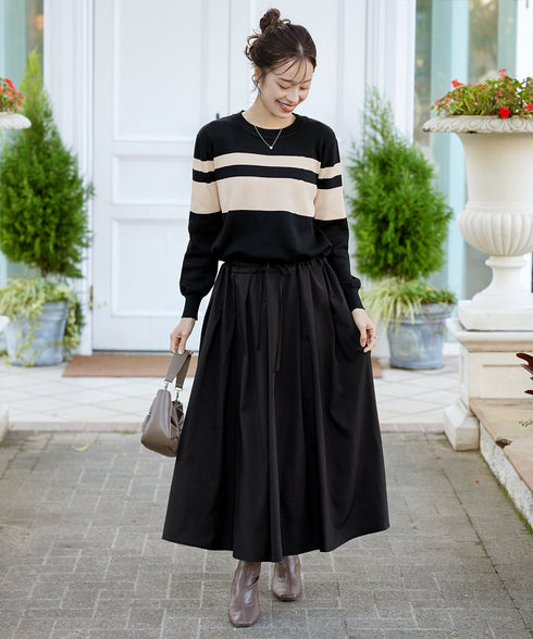 マルチボーダーニットコンビワンピース