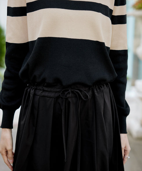 マルチボーダーニットコンビワンピース