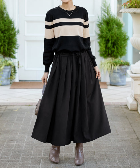 マルチボーダーニットコンビワンピース