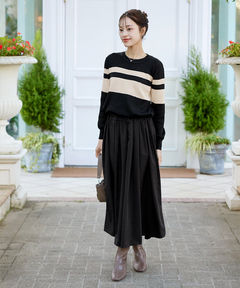 マルチボーダーニットコンビワンピース