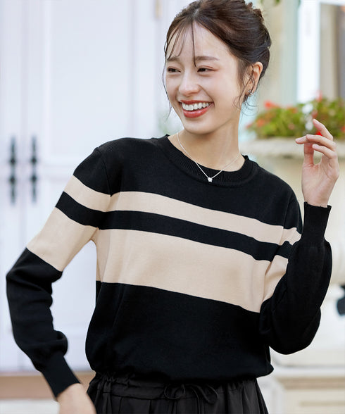 マルチボーダーニットコンビワンピース