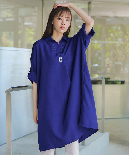 麻ライクスキッパーシャツチュニック