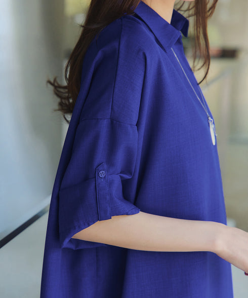 麻ライクスキッパーシャツチュニック