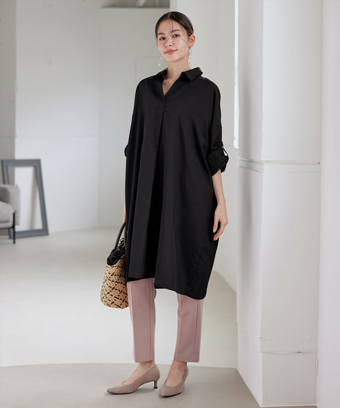 麻ライクスキッパーシャツチュニック