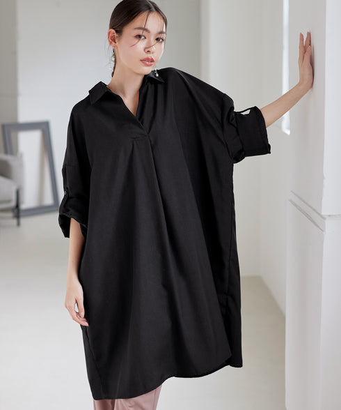 麻ライクスキッパーシャツチュニック