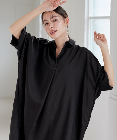 麻ライクスキッパーシャツチュニック