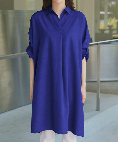 麻ライクスキッパーシャツチュニック