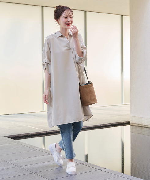 麻ライクスキッパーシャツチュニック