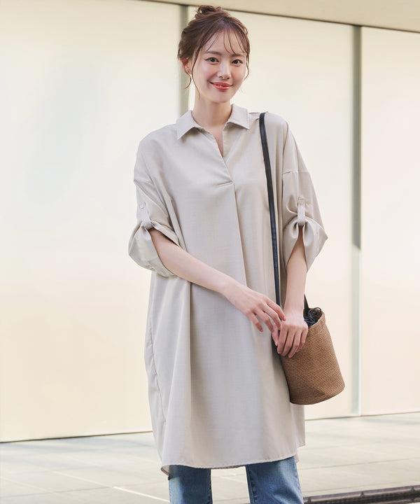 麻ライクスキッパーシャツチュニック