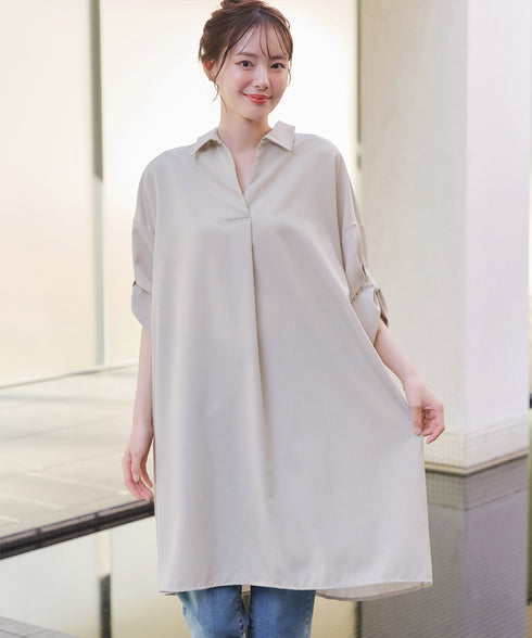 麻ライクスキッパーシャツチュニック