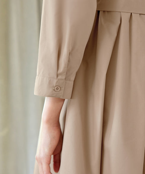 パール釦フレアシャツワンピース