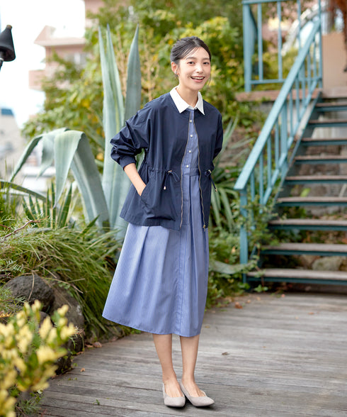 パール釦フレアシャツワンピース