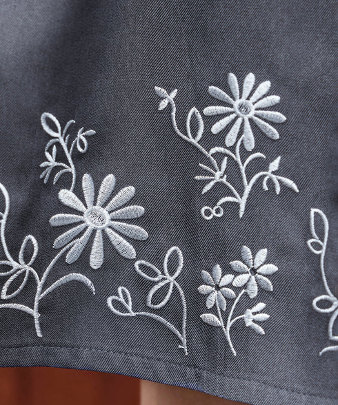 花柄刺繍フレアワンピース