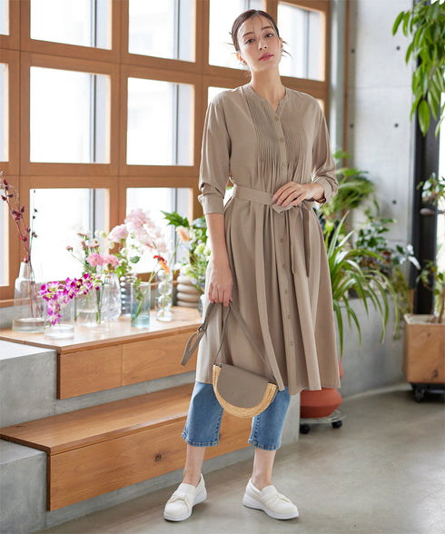 【3way】ピンタックシャツワンピース