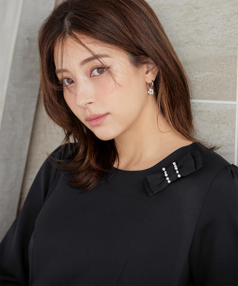 【3WAY】リボンブローチ&ベルト付きフレアワンピース