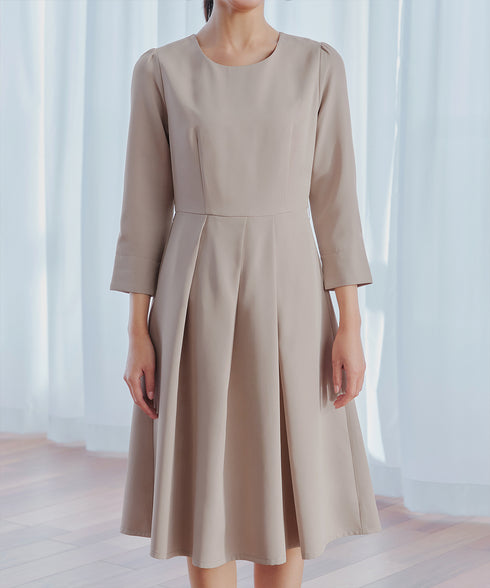 【3WAY】リボンブローチ&ベルト付きフレアワンピース