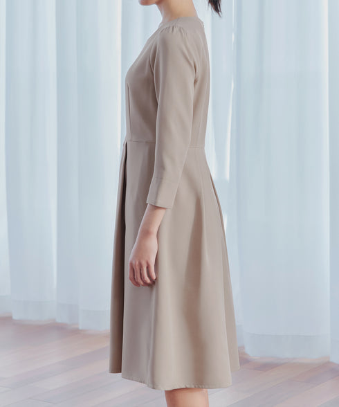 【3WAY】リボンブローチ&ベルト付きフレアワンピース