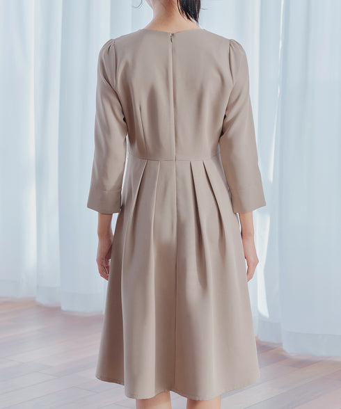 【3WAY】リボンブローチ&ベルト付きフレアワンピース