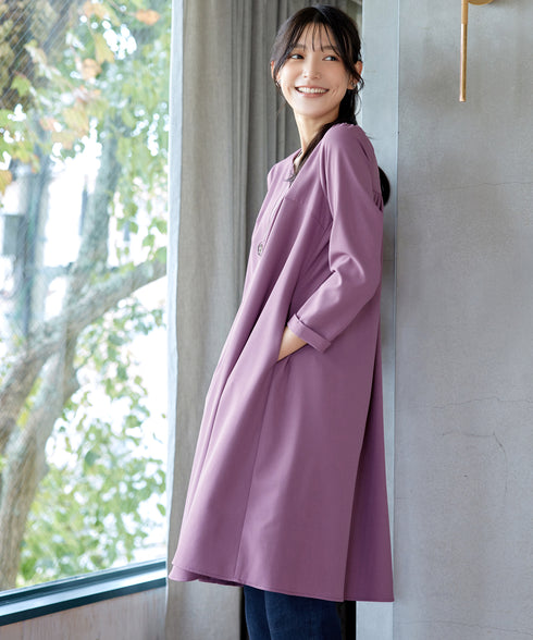 バックギャザーハートネックAラインワンピース