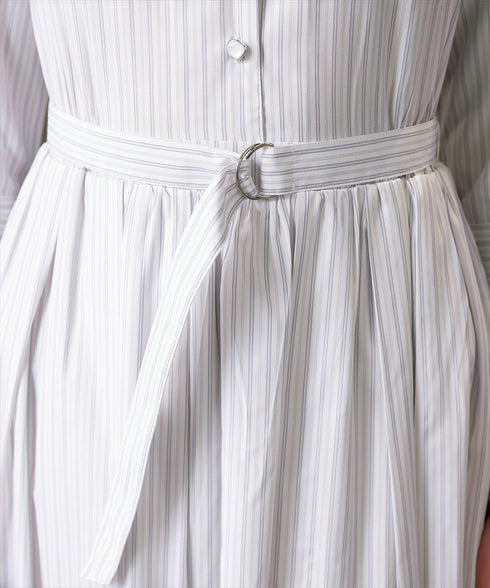 ベルト付きストライプワンピース